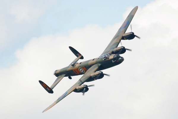 Lancaster bomber flying